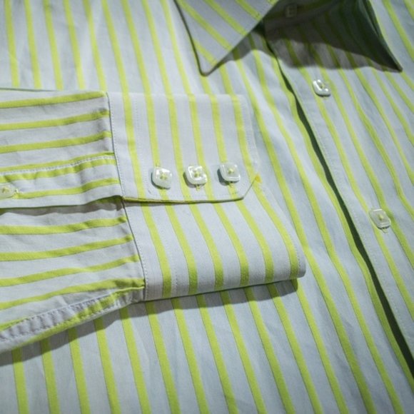 Stone Rose Lime Green White Casual Button-Up Shirt - Picture 7 of 8